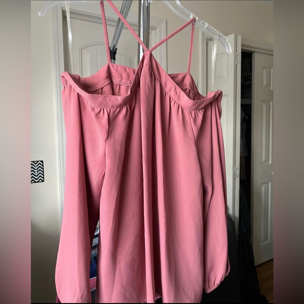 GB girls Magenta Pink Cold Shoulder Cross-neck Blouse with Cuffed Sleeves